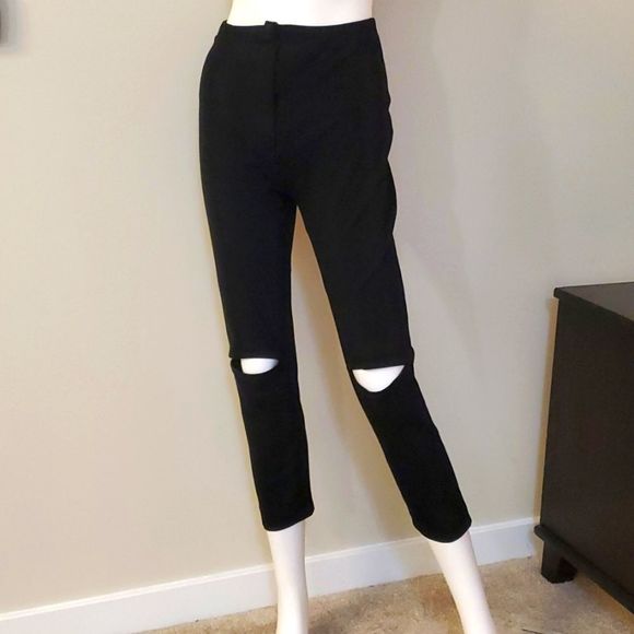 Charlie May open knee leggings, M/L, 15 to 19 inch elastic waist, black - Picture 1 of 7